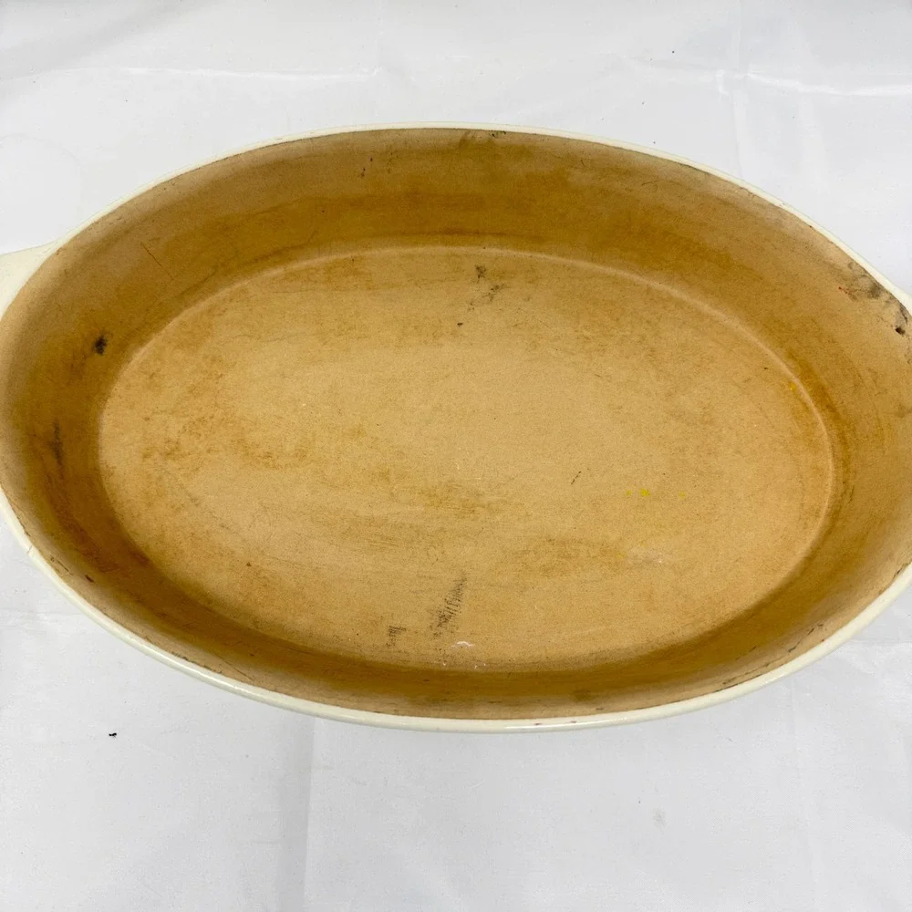 Pampered Chef Family Heritage Stoneware Oval Baker New Traditions Cream 12.5in